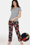 Zivame Tree Of Life Rayon Pyjama Set - Medieval Blue — thumbnail 1